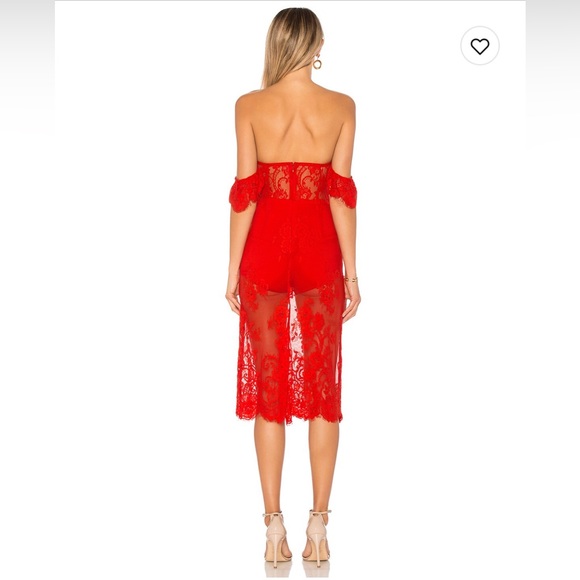 Lovers and Friends X Revolve Breathless MIDI Dress (M) Fire Red - Picture 2 of 2